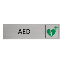 Zilver aluminium deurbordje AED