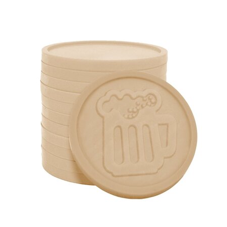 Consumptiemunten van gerecycled plastic met bierpul afdruk Ø29mm -  per 250 stuks