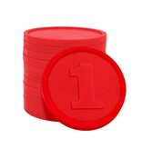 Plastic reliëfmunten met getal 1 Ø29mm - per 250 stuks