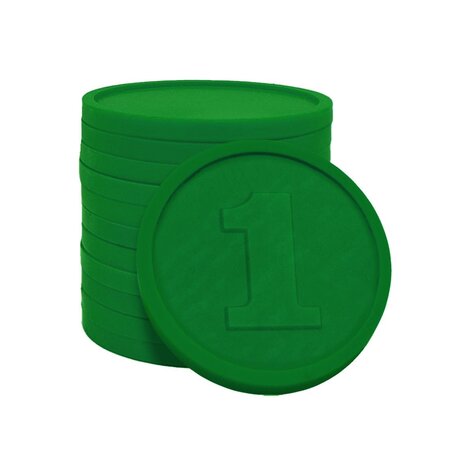 CombiCraft Plastic reliëfmunten met getal 1 Ø29mm - per 250 stuks