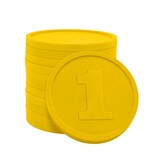 Plastic reliëfmunten met getal 1 Ø29mm - per 250 stuks