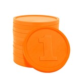 Plastic reliëfmunten met getal 1 Ø29mm - per 250 stuks