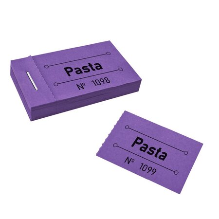 Consumptiebon pasta in paars 50x30mm - per 50 bonnen
