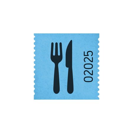 Consumptiebonnen op rol 30x30mm met een bestek icoon - per 500 bonnen