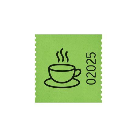 Consumptiebonnen op rol 30x30mm met een koffie icoon - per 500 bonnen