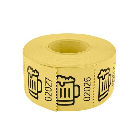 Consumptiebonnen op rol 30x30mm met een bier icoon - per 500 bonnen