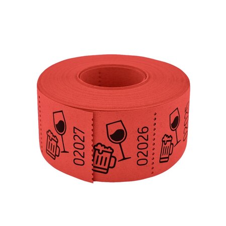 Consumptiebonnen op rol 30x30mm met een bier-en wijn icoon - per 500 bonnen