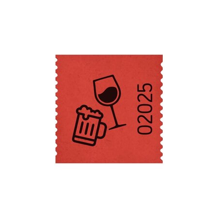 Consumptiebonnen op rol 30x30mm met een bier-en wijn icoon - per 500 bonnen