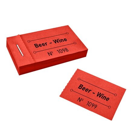 CombiCraft Consumptiebon beer-wine in rood 50x30mm - per 50 bonnen