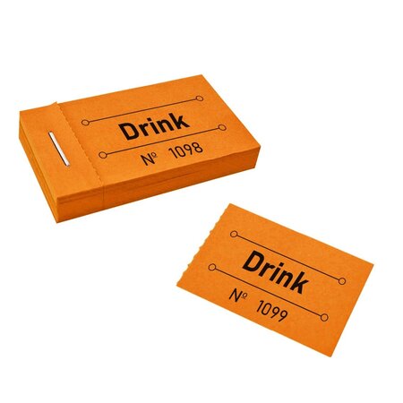 Consumptiebon drink in oranje 50x30mm - per 50 bonnen