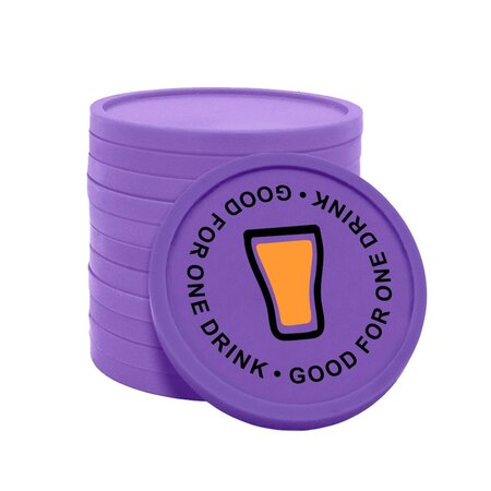 Gekleurde good for one drink consumptiemunten Ø29mm - 100 stuks