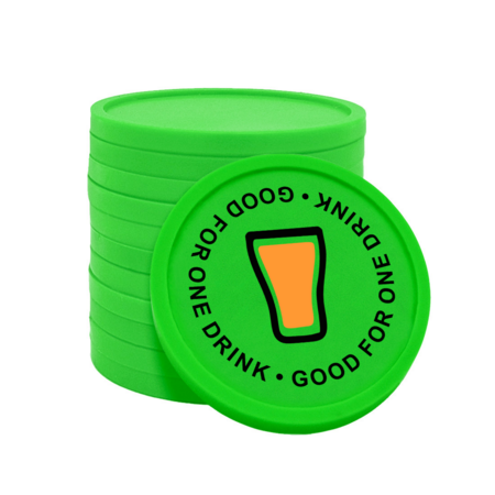 Gekleurde good for one drink consumptiemunten Ø29mm - 100 stuks