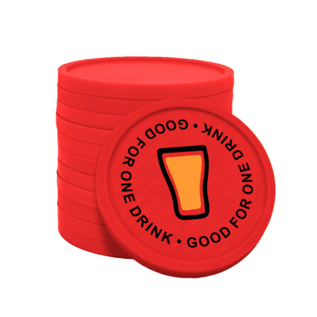 Gekleurde good for one drink consumptiemunten Ø29mm - 100 stuks