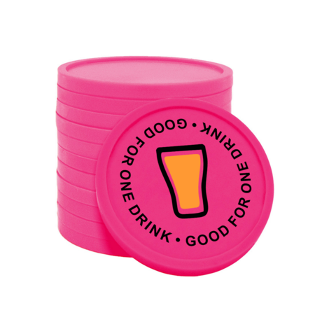 Gekleurde good for one drink consumptiemunten Ø29mm - 100 stuks