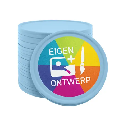 Plastic munten Ø35mm met jouw eigen ontwerp - per 100 stuks