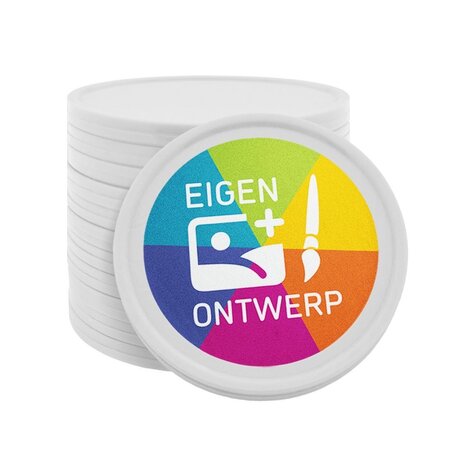 Plastic munten Ø35mm met jouw eigen ontwerp - per 100 stuks