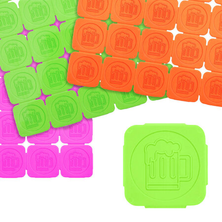 Fluorescerende breekmunten van plastic met 25 munten per matje - per 1000 stuks