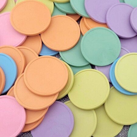 Blanco gerecycled plastic munten Ø29mm - per 100 stuks