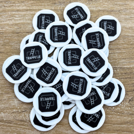 CombiCraft Plastic bedrukte munten met eigen ontwerp Ø28mm wit - per 100 stuks