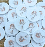 Plastic bedrukte munten met eigen ontwerp Ø28mm wit - per 100 stuks