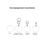 Aluminium sleutellabel met dubbelzijdige gravering van tekst en logo - per stuk