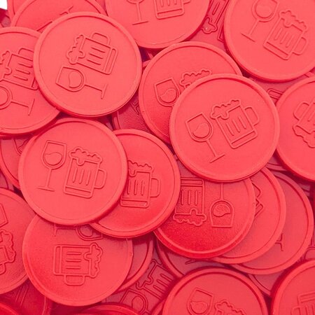 Plastic reliëfmunten met bier/wijn icoon Ø29mm - per 250 stuks