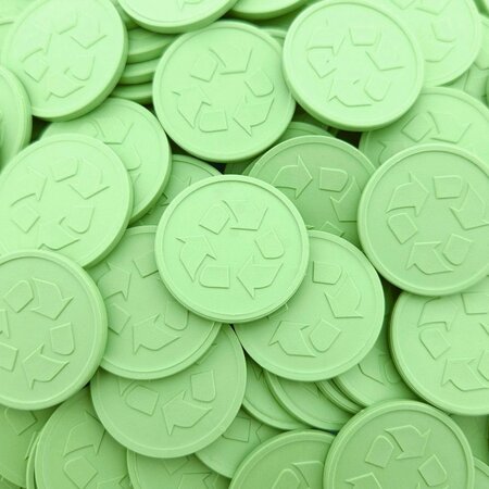 Recycle munten van gerecycled plastic Ø29mm - per 250 stuks