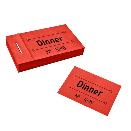 Consumptiebon dinner in rood 50x30mm - per 50 bonnen