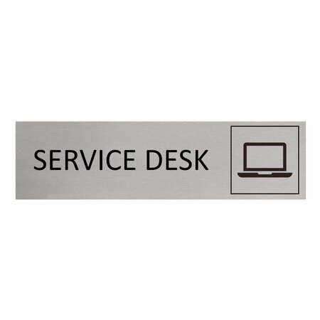 Aluminium deurbordje Servicedesk (laptop symbool) 165 x 45 mm - per 1 stuk