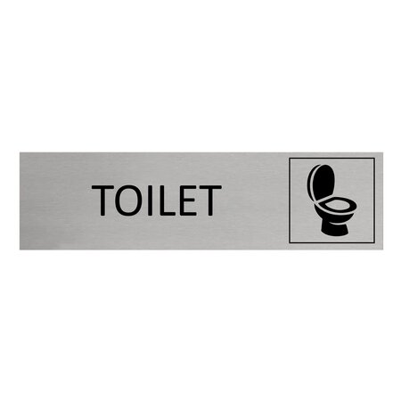 Aluminium deurbordje Toilet (met icoon wc pot) 165 x 45 mm - per 1 stuk