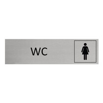 Zilver aluminium deurbordje WC dames