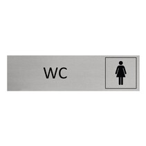 Zilver aluminium deurbordje WC dames