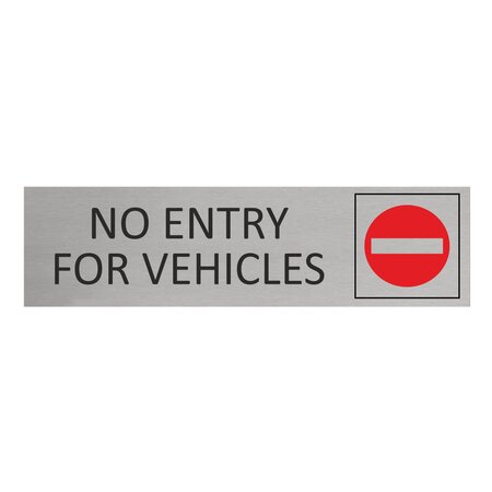 Aluminium deurbordje No entry for vehicles 165 x 45 mm - per 1 stuk