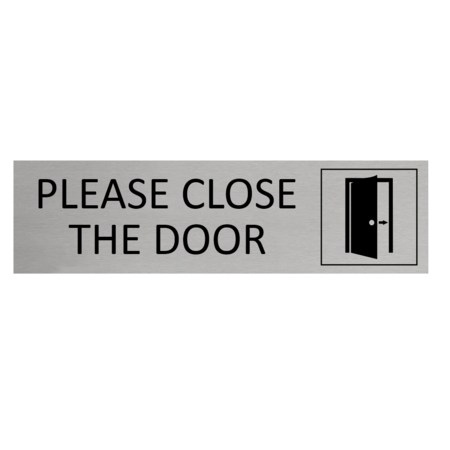 Aluminium deurbordje Please close the door 165 x 45 mm - per 1 stuk