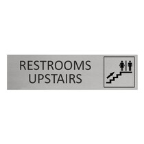 Zilver aluminium deurbordje Restrooms upstairs