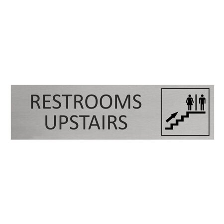 Aluminium deurbordje Restrooms upstairs 165 x 45 mm - per 1 stuk