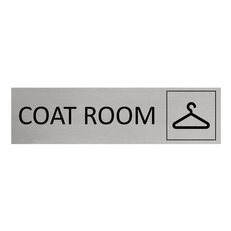 Aluminium deurbordje Coat room 165 x 45 mm - per 1 stuk