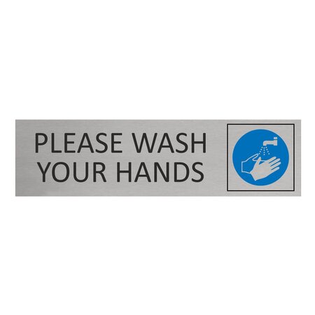 Aluminium deurbordje Please wash your hands 165 x 45 mm - per 1 stuk