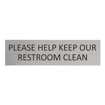 Zilver aluminium deurbordje Please help keep our restroom clean
