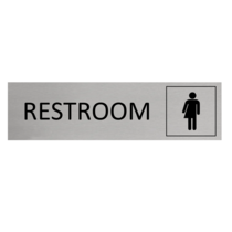 Zilver aluminium deurbordje Restroom met zwart genderneutraal icoon