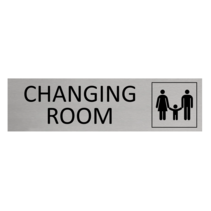 Zilver aluminium deurbordje Family changing room en icon
