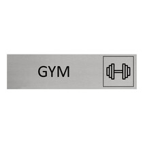 Zilver aluminium deurbordje Gym