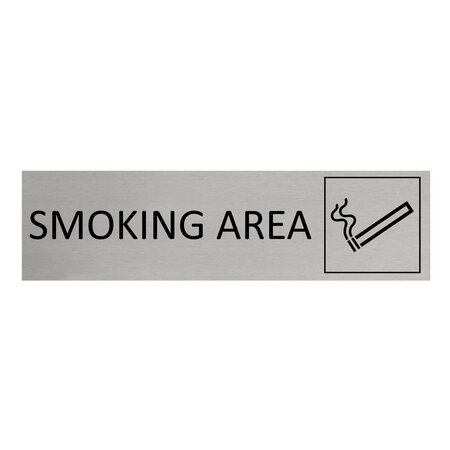 Aluminium deurbordje Smoking area 165 x 45 mm - per 1 stuk