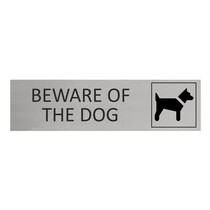 Zilver aluminium deurbordje Beware of the dog