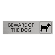 Zilver aluminium deurbordje Beware of the dog