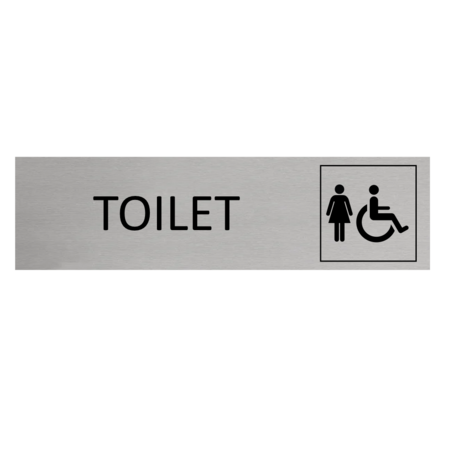 Aluminium deurbordje Dames en invalide toilet 165 x 45 mm - per 1 stuk