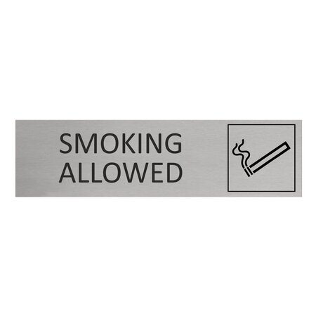 CombiCraft Aluminium deurbordje Smoking allowed 165 x 45 mm - per 1 stuk