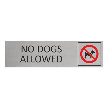 Aluminium deurbordje No dogs allowed 165 x 45 mm - per 1 stuk