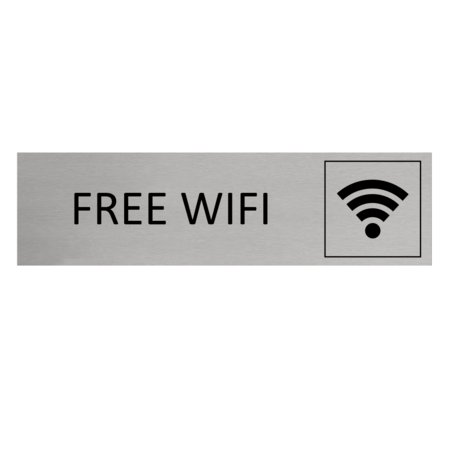 Aluminium deurbordje Free Wi-Fi 165 x 45 mm - per 1 stuk