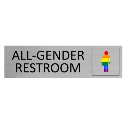 Aluminium deurbordje All-gender restroom 165 x 45 mm - per 1 stuk